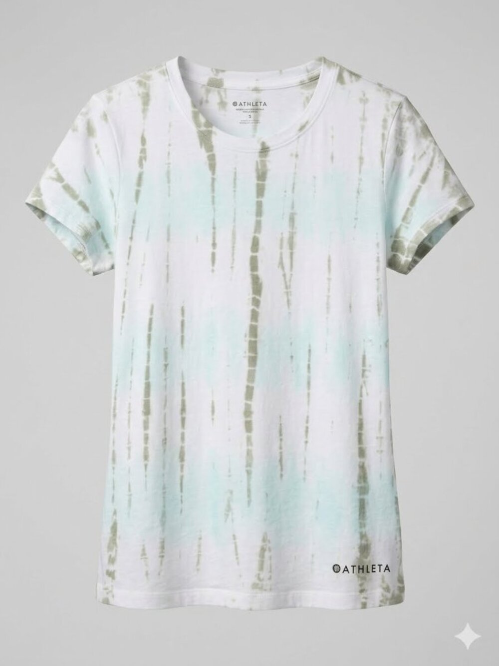 Athleta White Gray Blue Light Tie-Dye 100% Cotton Organic Daily Tee 4808